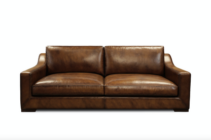 Leonardo 96" Top Grain Leather 2 Cushion Sofa - Daytona Antique