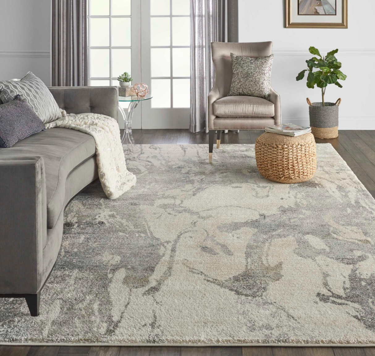 Fission Area Rug - Marble Cream/Grey