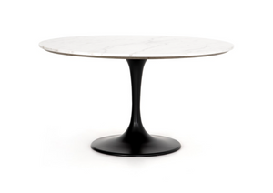 Piper 55" Round Tulip Dining Table - Marble + Iron