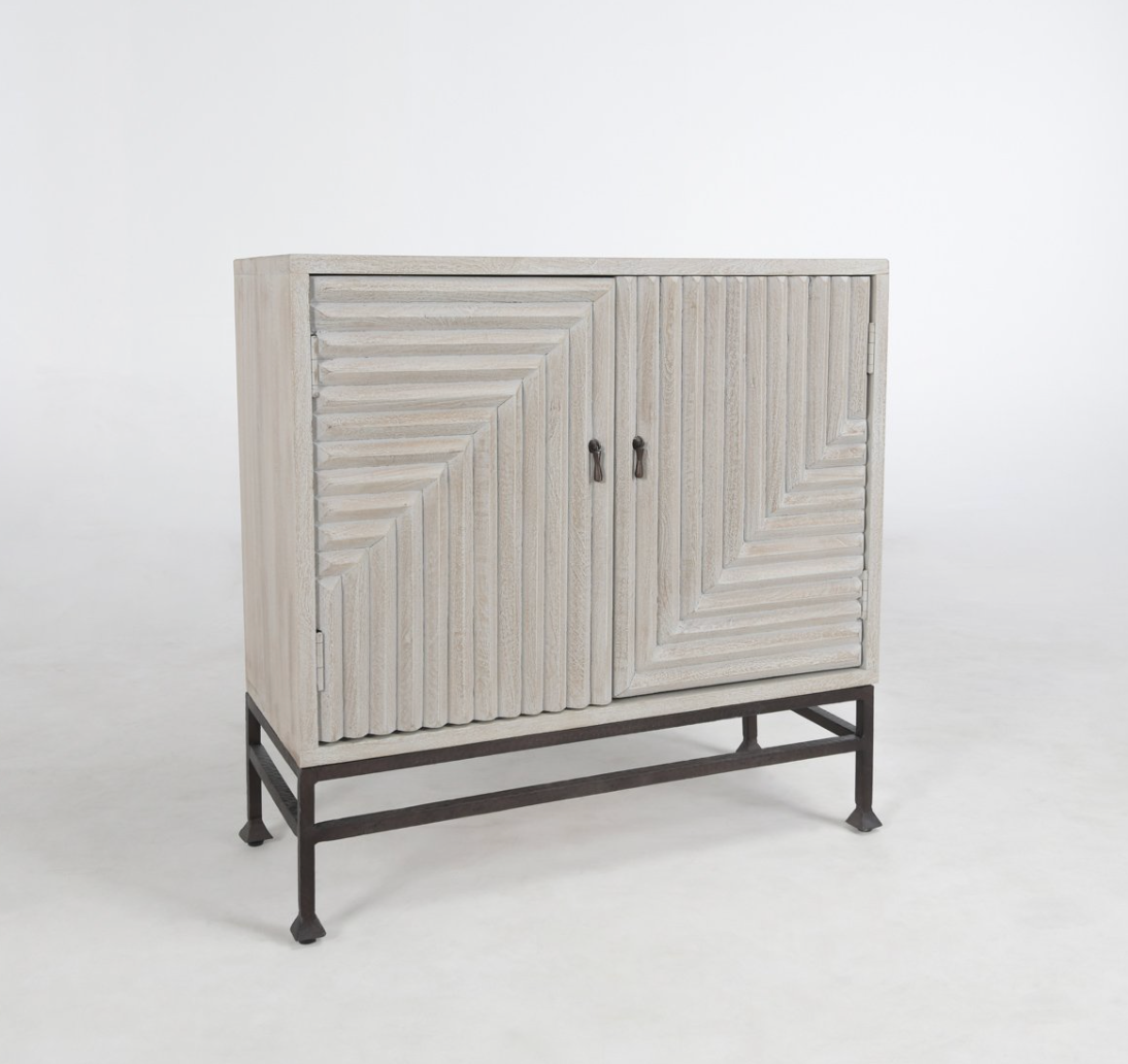 Firth 36" Wood + Iron Cabinet - Whitewash