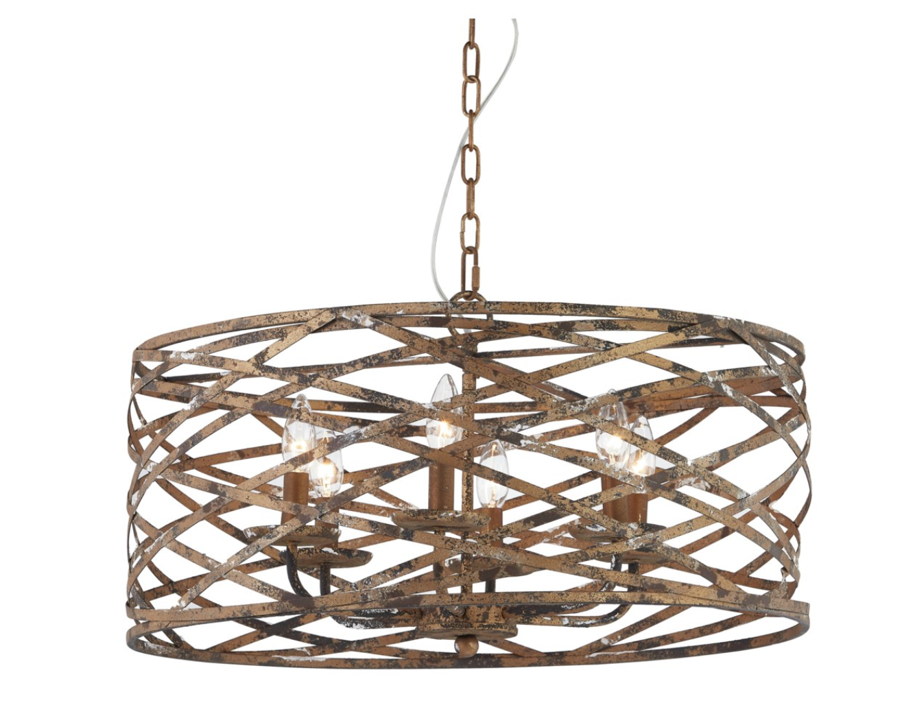 Chandra 24" 6 Light Chandelier - Distressed Black + Rust