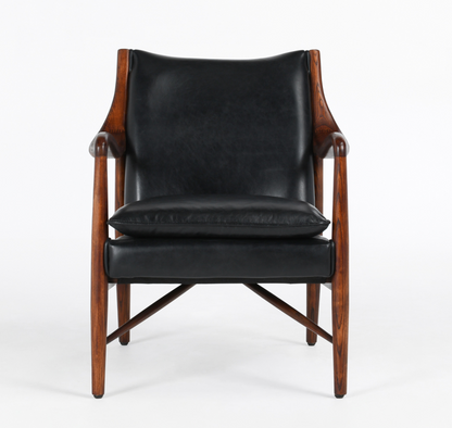 Keyanna Top Grain Leather Club Chair - Black
