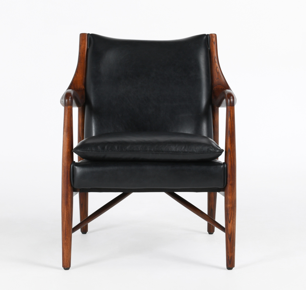 Keyanna Top Grain Leather Club Chair - Black