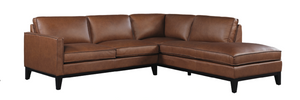 Willis 100” x 93” Top Grain Leather Sofa + LAF Bumper Chaise  - Cognac