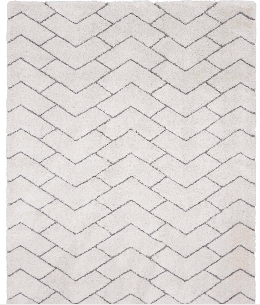 Diva Shag Area Rug - Ivory/Grey