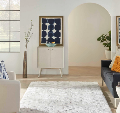 Diva Shag Area Rug - Ivory/Grey