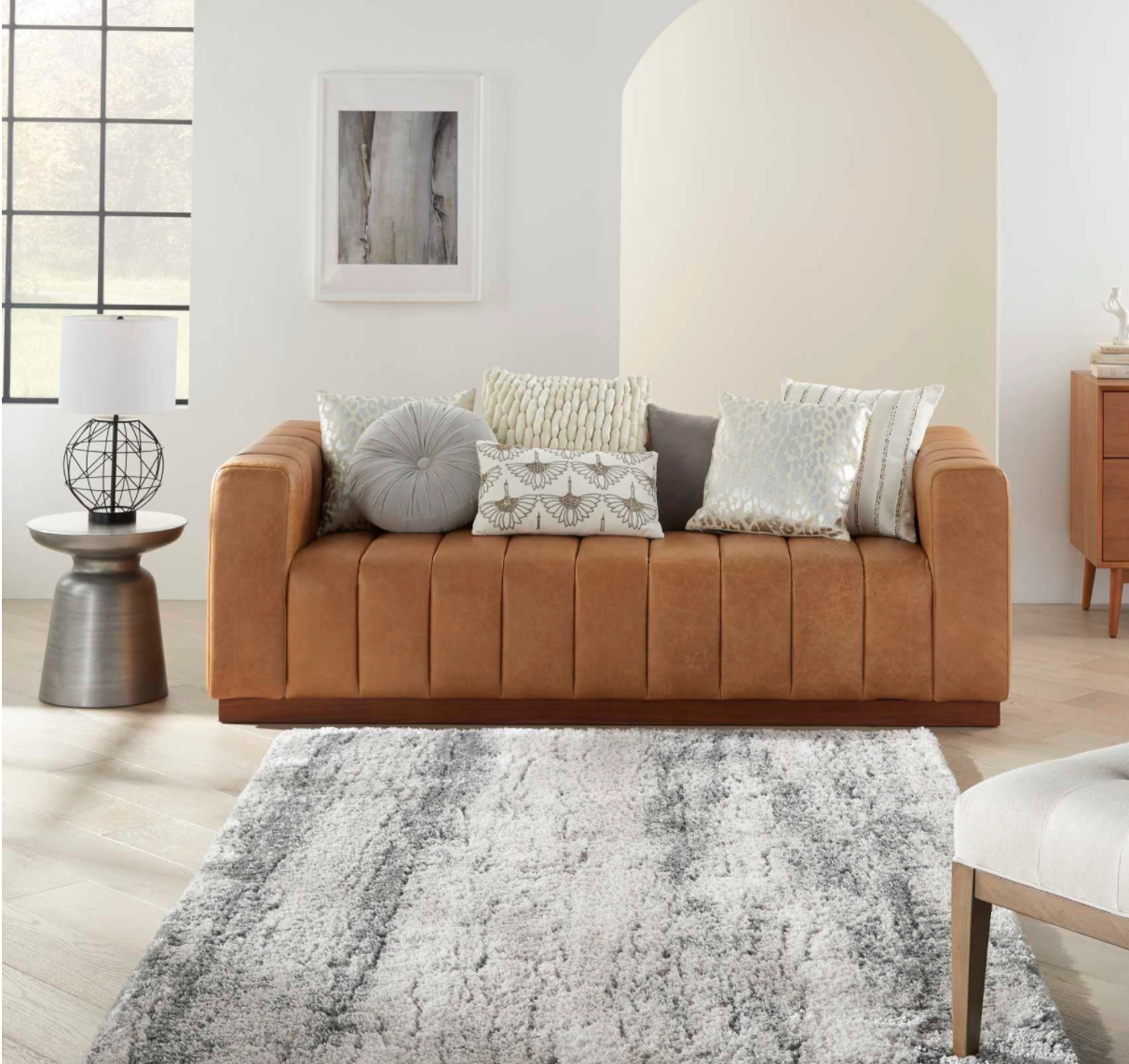 Diva Shag Area Rug - Ivory/Charcoal