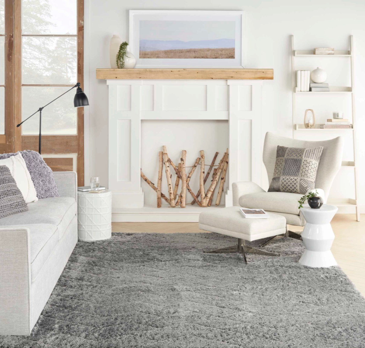 Diva Shag Area Rug - Grey