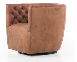 Hancock Top Grain Leather Swivel Chair - Butterscotch
