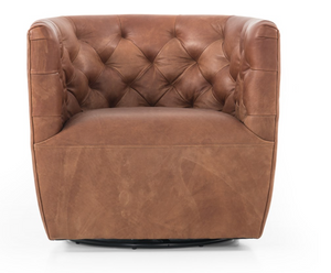 Hancock Top Grain Leather Swivel Chair - Butterscotch