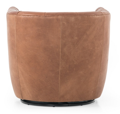 Hancock Top Grain Leather Swivel Chair - Butterscotch