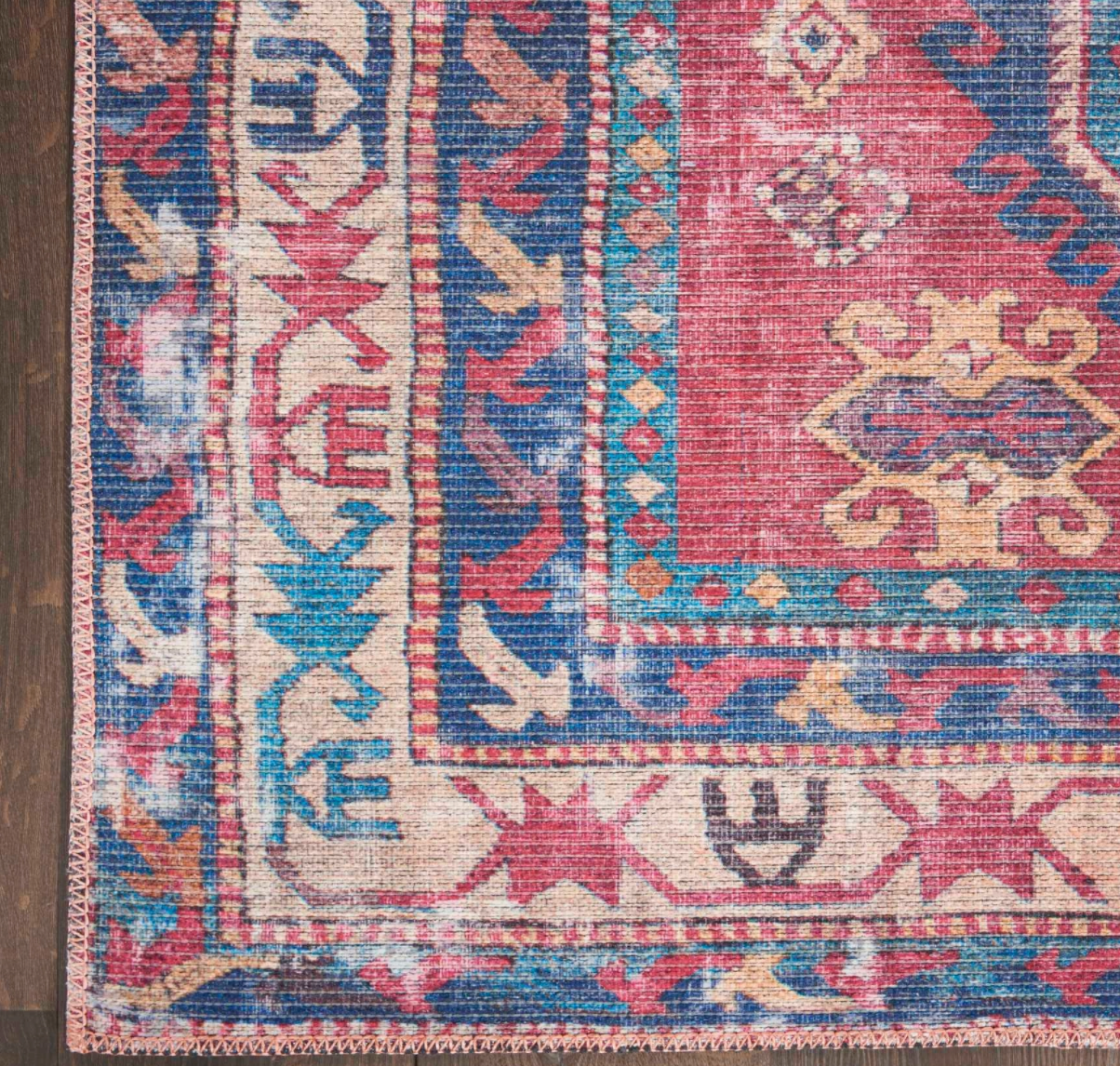 New Horizons Washable Area Rug - Red/Navy