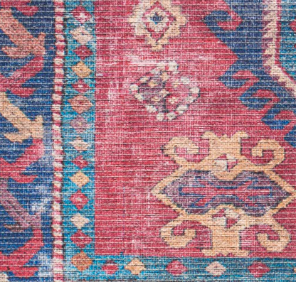 New Horizons Washable Area Rug - Red/Navy