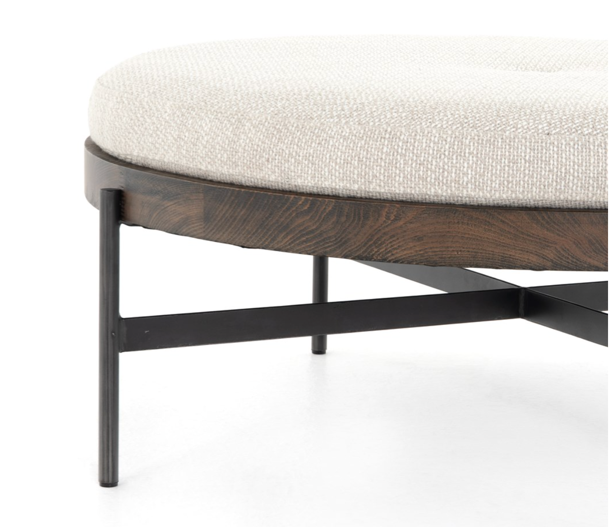 Harris 39" Round Cocktail Ottoman - Performance Wheat + Iron