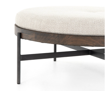 Harris 39" Round Cocktail Ottoman - Performance Wheat + Iron