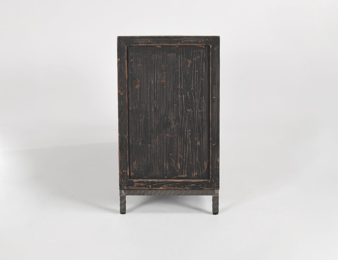 Drake 76" Reclaimed Pine + Travertine 4 Door Sideboard