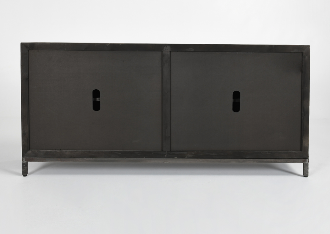 Drake 76" Reclaimed Pine + Travertine 4 Door Sideboard