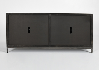 Drake 76" Reclaimed Pine + Travertine 4 Door Sideboard