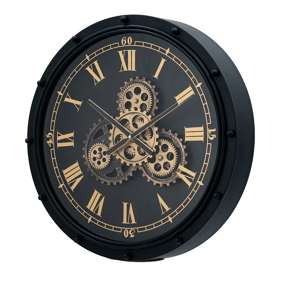 Fitzgerald 20" Black and Gold Gears Wall Clock