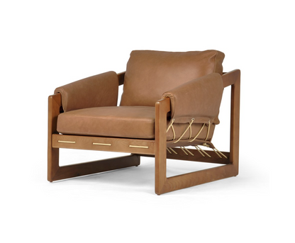 Dante 34" Top Grain Leather Sling Chair - Cognac