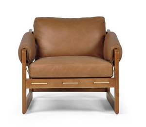 Dante 34" Top Grain Leather Sling Chair - Cognac