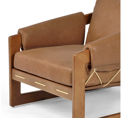 Dante 34" Top Grain Leather Sling Chair - Cognac