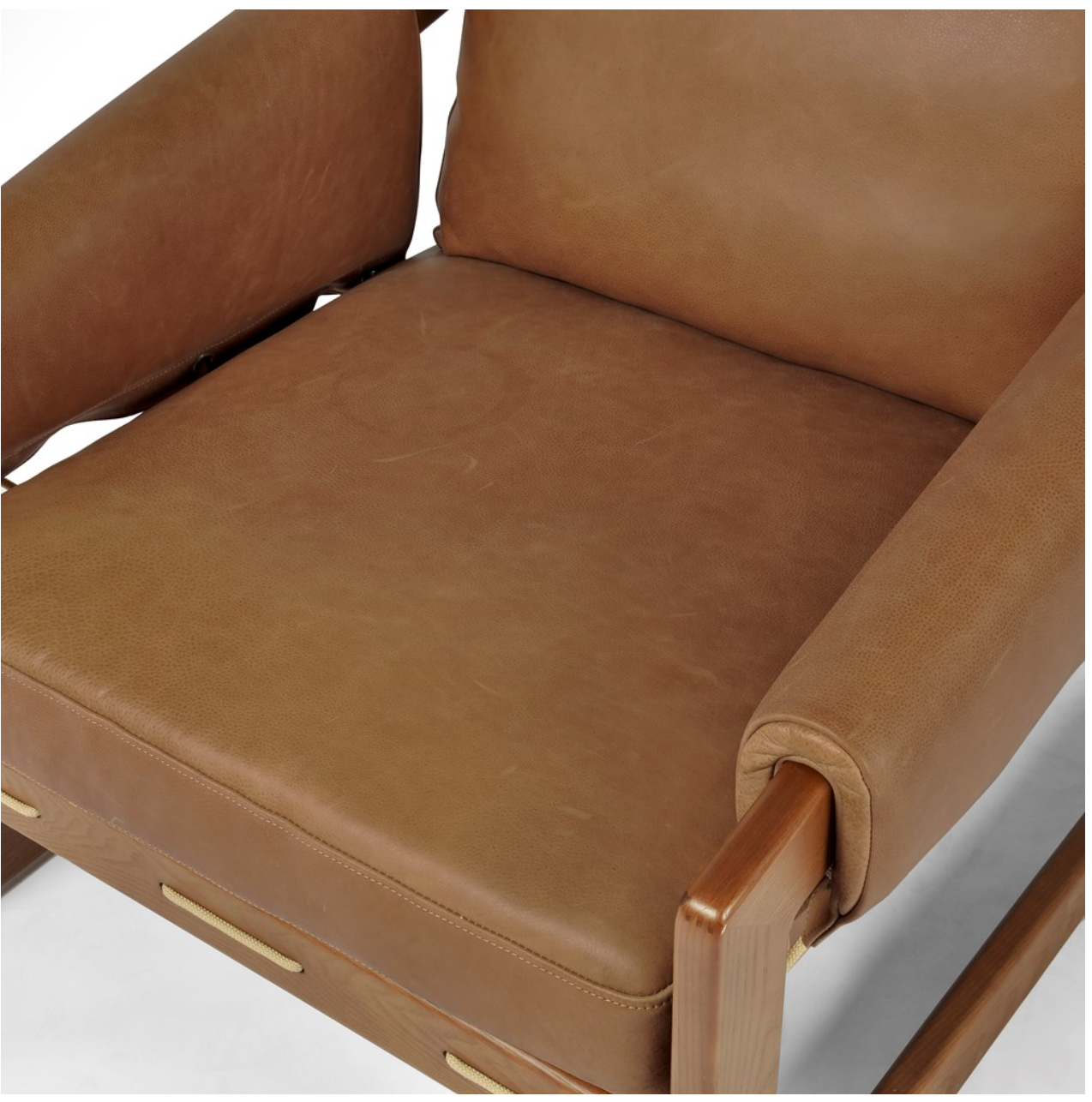Dante 34" Top Grain Leather Sling Chair - Cognac