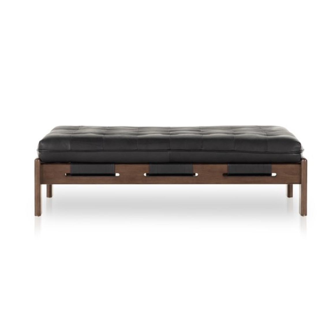 Hampton 50" Top Grain Leather Cocktail Ottoman - Heirloom Black