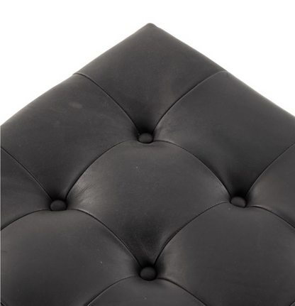 Hampton 50" Top Grain Leather Cocktail Ottoman - Heirloom Black