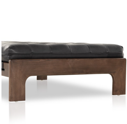 Hampton 50" Top Grain Leather Cocktail Ottoman - Heirloom Black