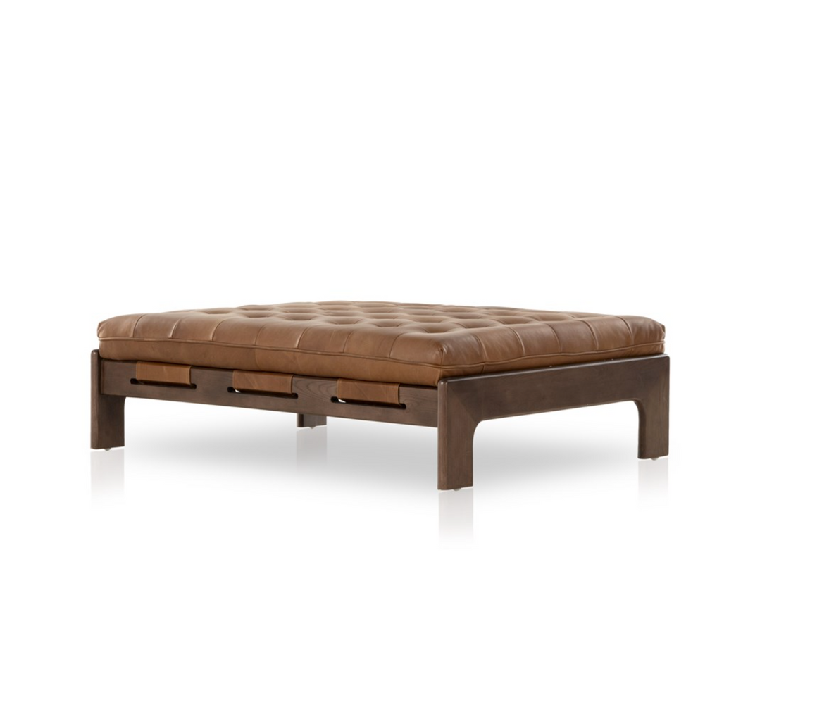 Hampton 50" Top Grain Leather Cocktail Ottoman - Heirloom Sienna