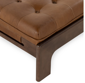 Hampton 50" Top Grain Leather Cocktail Ottoman - Heirloom Sienna