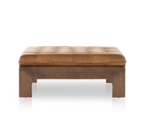 Hampton 50" Top Grain Leather Cocktail Ottoman - Heirloom Sienna