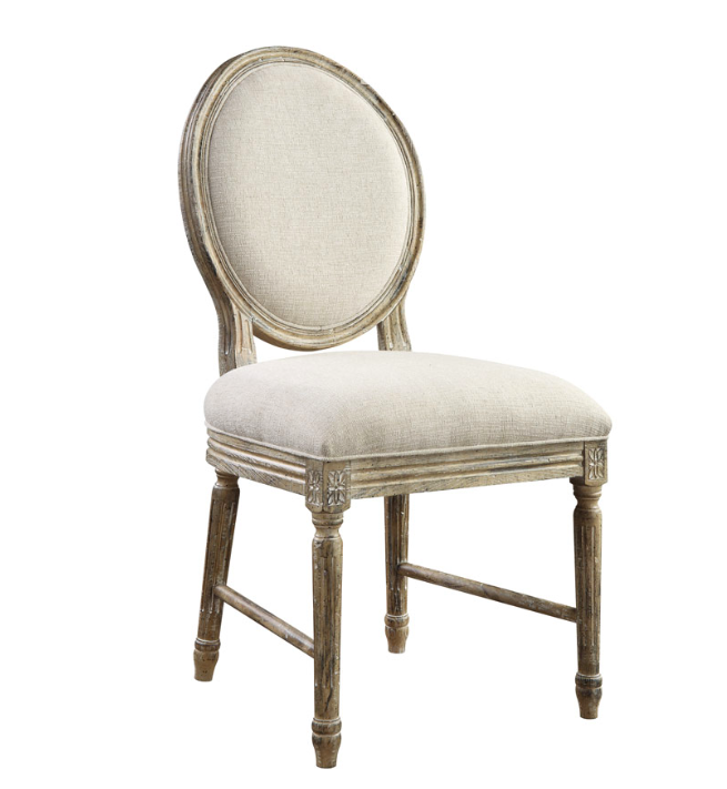 Greenville Upholstered Oval Back Dining Chair - White Linen + Sandstone - Classic Carolina Home