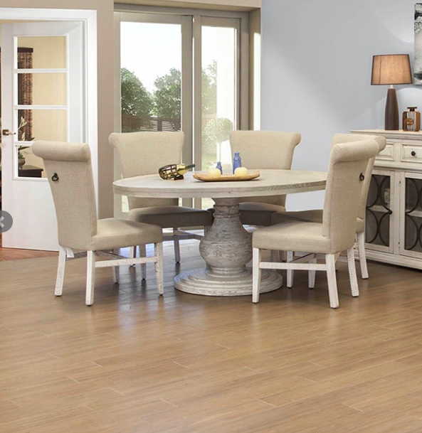 Branson 63" Round Dining Table - Stone - Classic Carolina Home