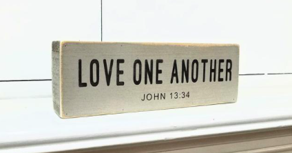 Love One Another Shelf Art w/Gift Bag - Gray - Classic Carolina Home
