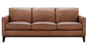 Willis 85" Top Grain Leather 3 Cushion Sofa - Cognac - Classic Carolina Home