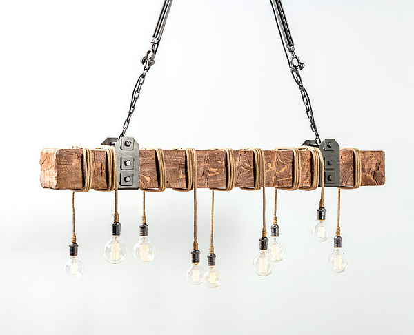 Pisgah 48" 7 Bulb Beam Chandelier - Brown w/Tan Cord - Classic Carolina Home