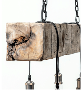 Cumberland Gap 48" Hand Hewn Beam w/ 5 Bulb Chandelier - Gray w/Black Cord - Classic Carolina Home