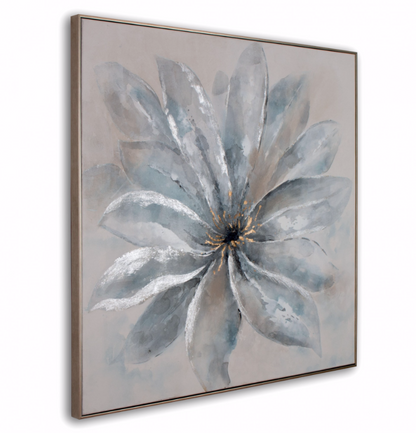 Silver Bloom 50" Hand Painted Framed Canvas Art - Classic Carolina Home