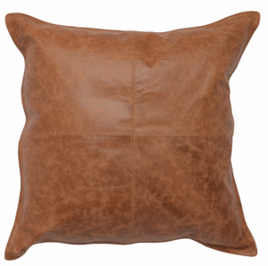 Dani 22" Leather Pillow - Chestnut - Classic Carolina Home
