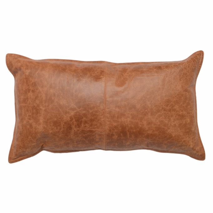 Dani 26 x 14" Leather Pillow - Chestnut - Classic Carolina Home