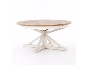 Celeste 63" - 79" Round Extension Dining Table - Driftwood + White - Classic Carolina Home