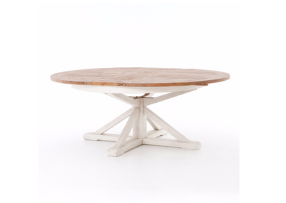 Celeste 63" - 79" Round Extension Dining Table - Driftwood + White - Classic Carolina Home