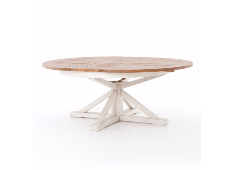 Celeste 63" - 79" Round Extension Dining Table - Driftwood + White - Classic Carolina Home