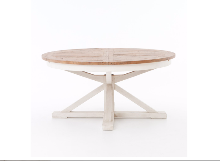 Celeste 63" - 79" Round Extension Dining Table - Driftwood + White - Classic Carolina Home