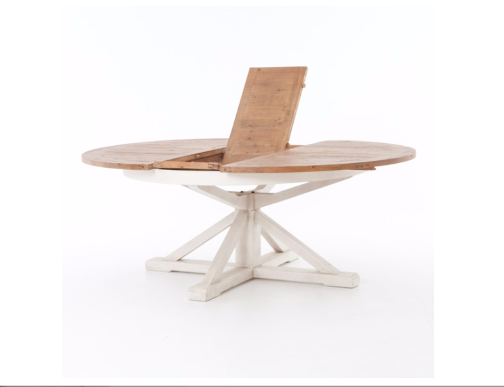 Celeste 63" - 79" Round Extension Dining Table - Driftwood + White - Classic Carolina Home