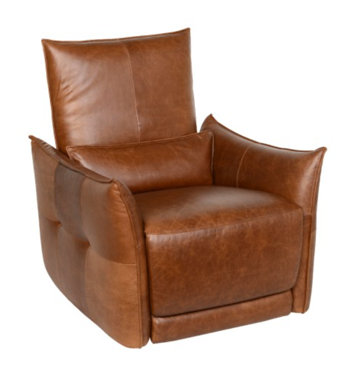 Helsinki 33" Top Grain Leather Recliner -  Brown - Classic Carolina Home