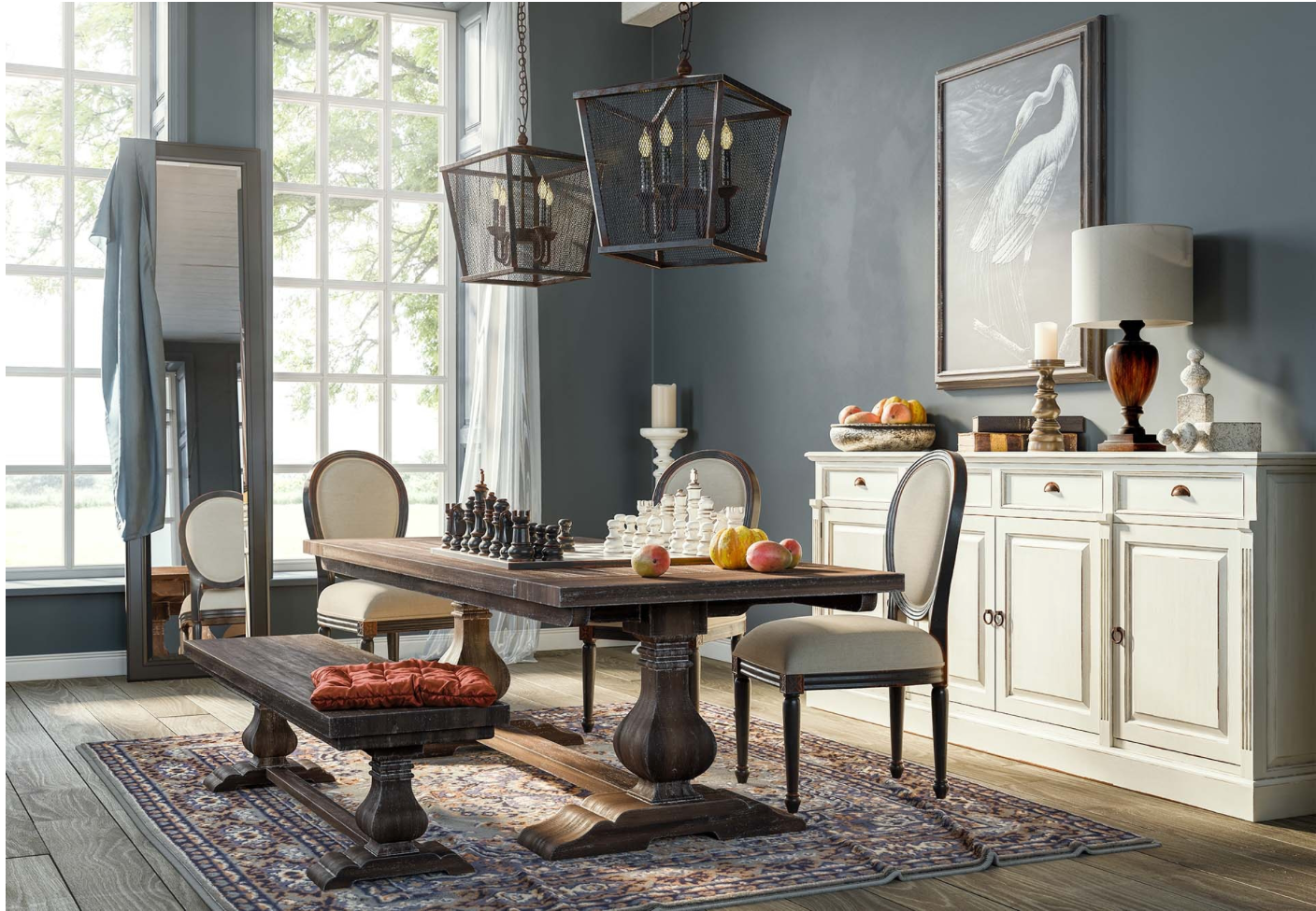 Weston 96" Mahogany Dining Table - Cocoa - Classic Carolina Home