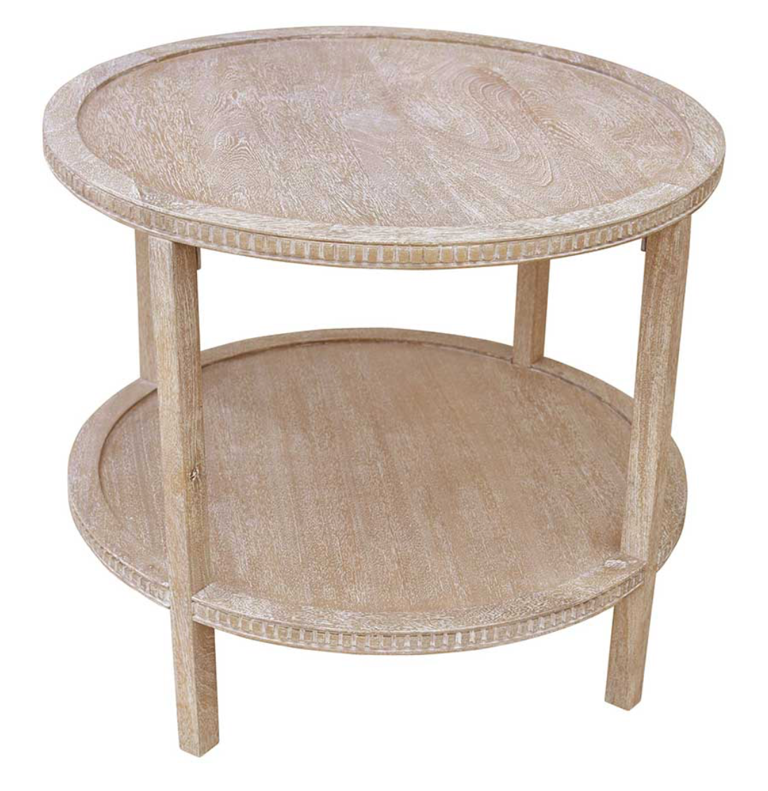 Amber 28" Round End Table - New White Wash
